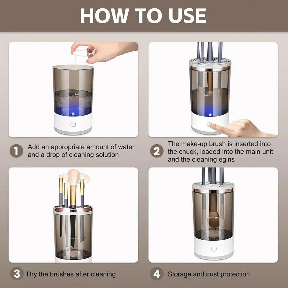 Automatic Brush Cleaner Electric Makeup Brush Cleaning Machine Fast Clean Dryer - GadgetGrid