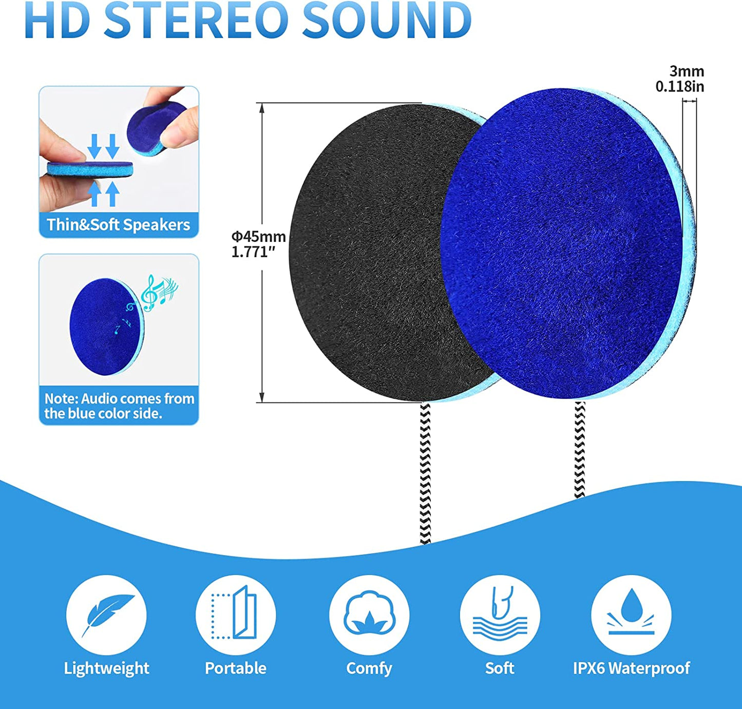 Sleep Ultra Thin Pillow Speakers with Stereo for Sleep Headphones. Headband Headphone Replacement - GadgetGrid