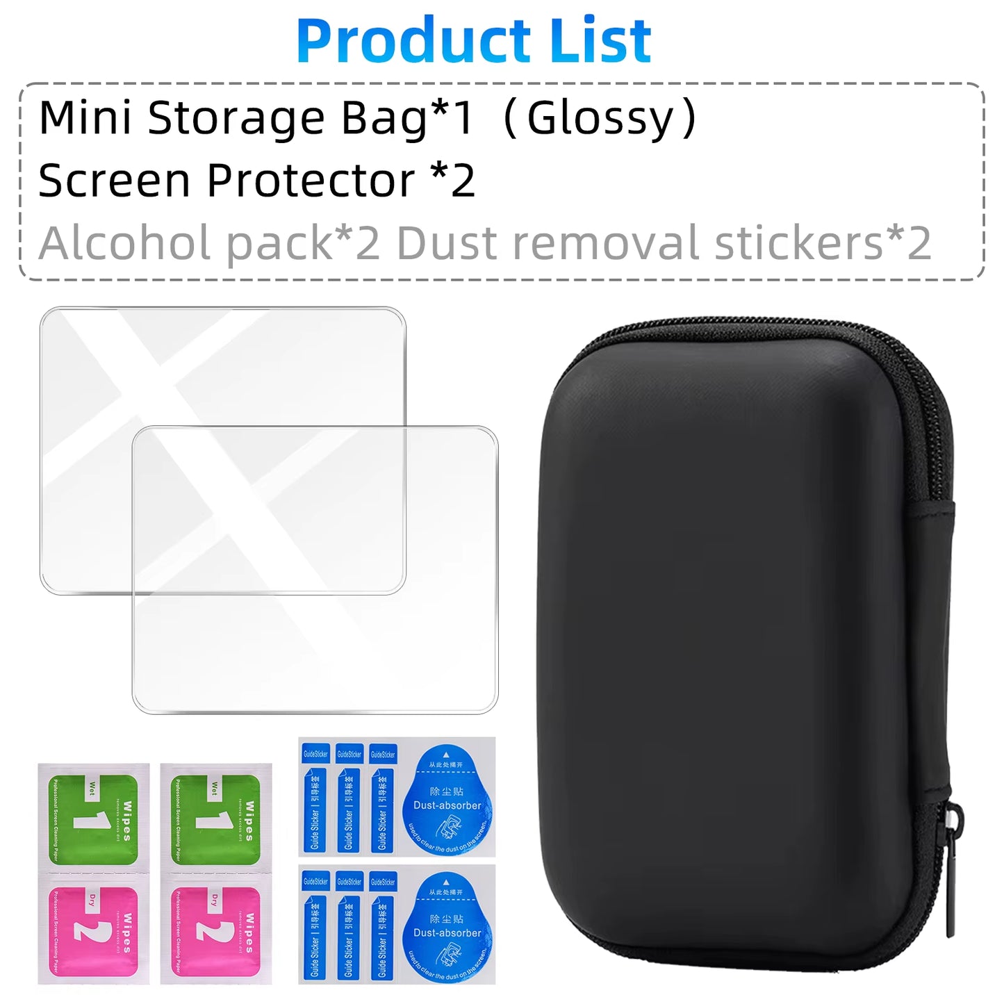 Glass+Bag for R36S/R35S Screen Protector Tempered Glass Film & EVA Portable Storage Case R36S Console Protector Accessories Set - GadgetGrid