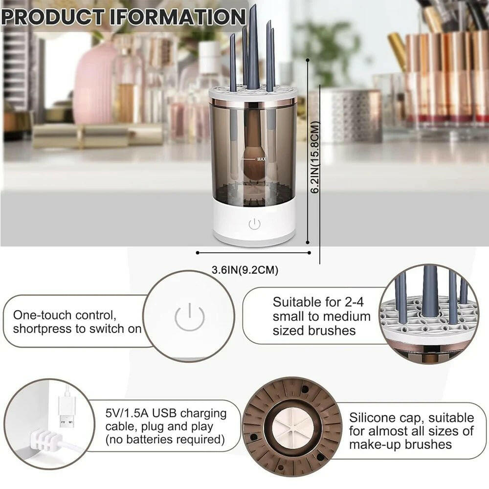 Automatic Brush Cleaner Electric Makeup Brush Cleaning Machine Fast Clean Dryer - GadgetGrid