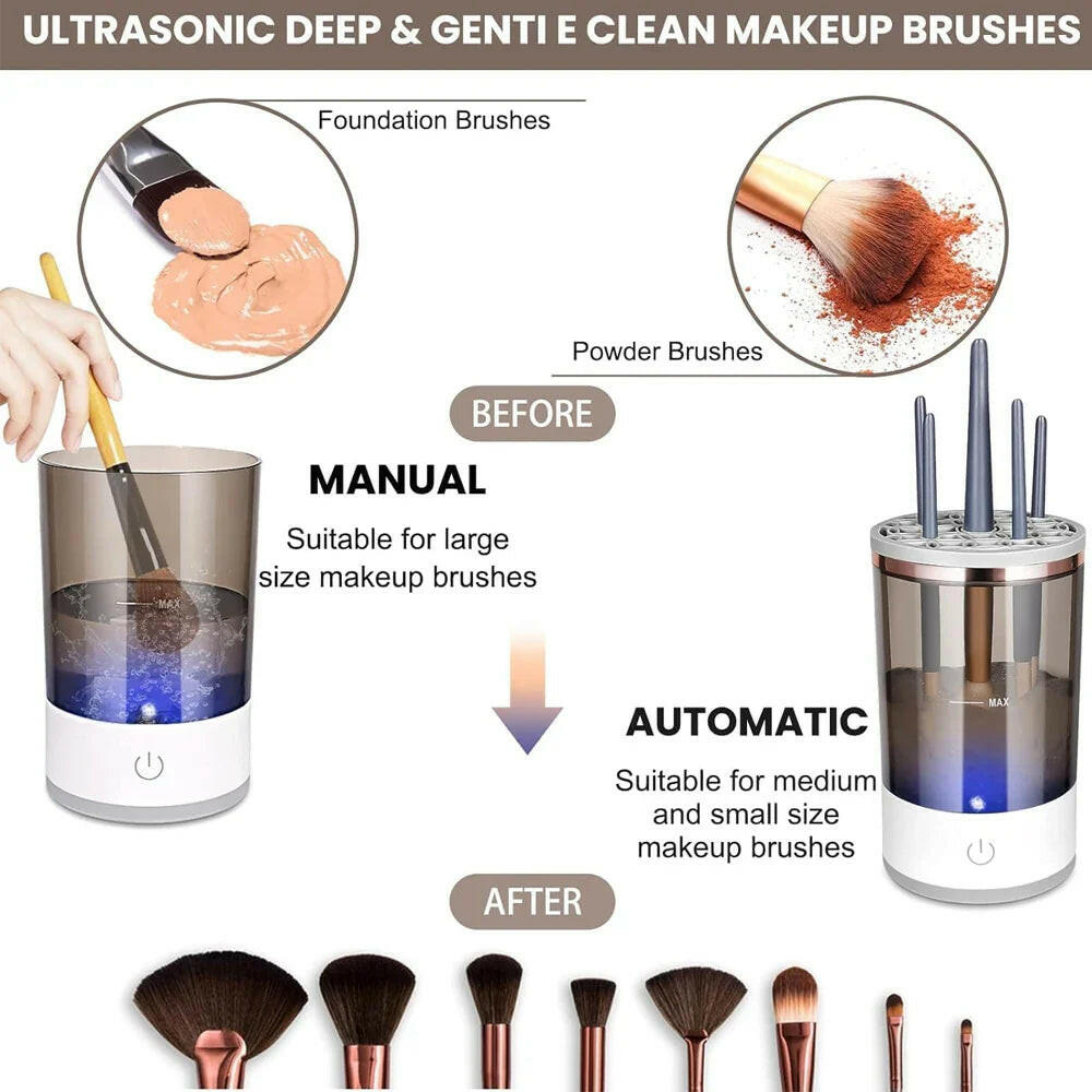 Automatic Brush Cleaner Electric Makeup Brush Cleaning Machine Fast Clean Dryer - GadgetGrid