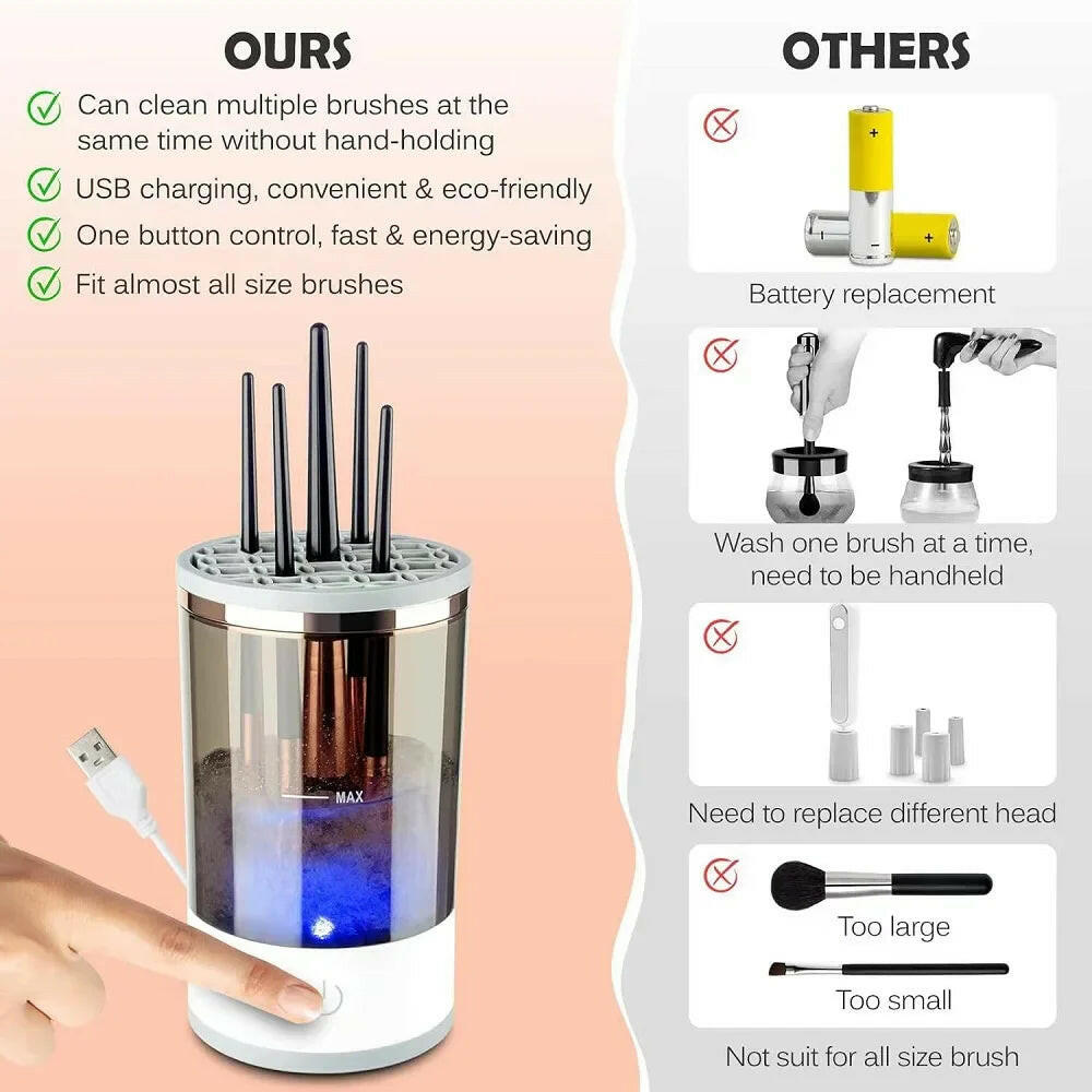 Automatic Brush Cleaner Electric Makeup Brush Cleaning Machine Fast Clean Dryer - GadgetGrid