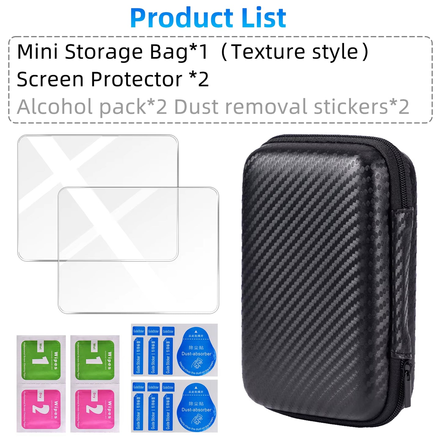 Glass+Bag for R36S/R35S Screen Protector Tempered Glass Film & EVA Portable Storage Case R36S Console Protector Accessories Set - GadgetGrid