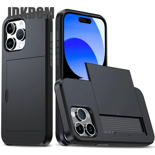 Slide Card Slot Wallet Phone Case - GadgetGrid