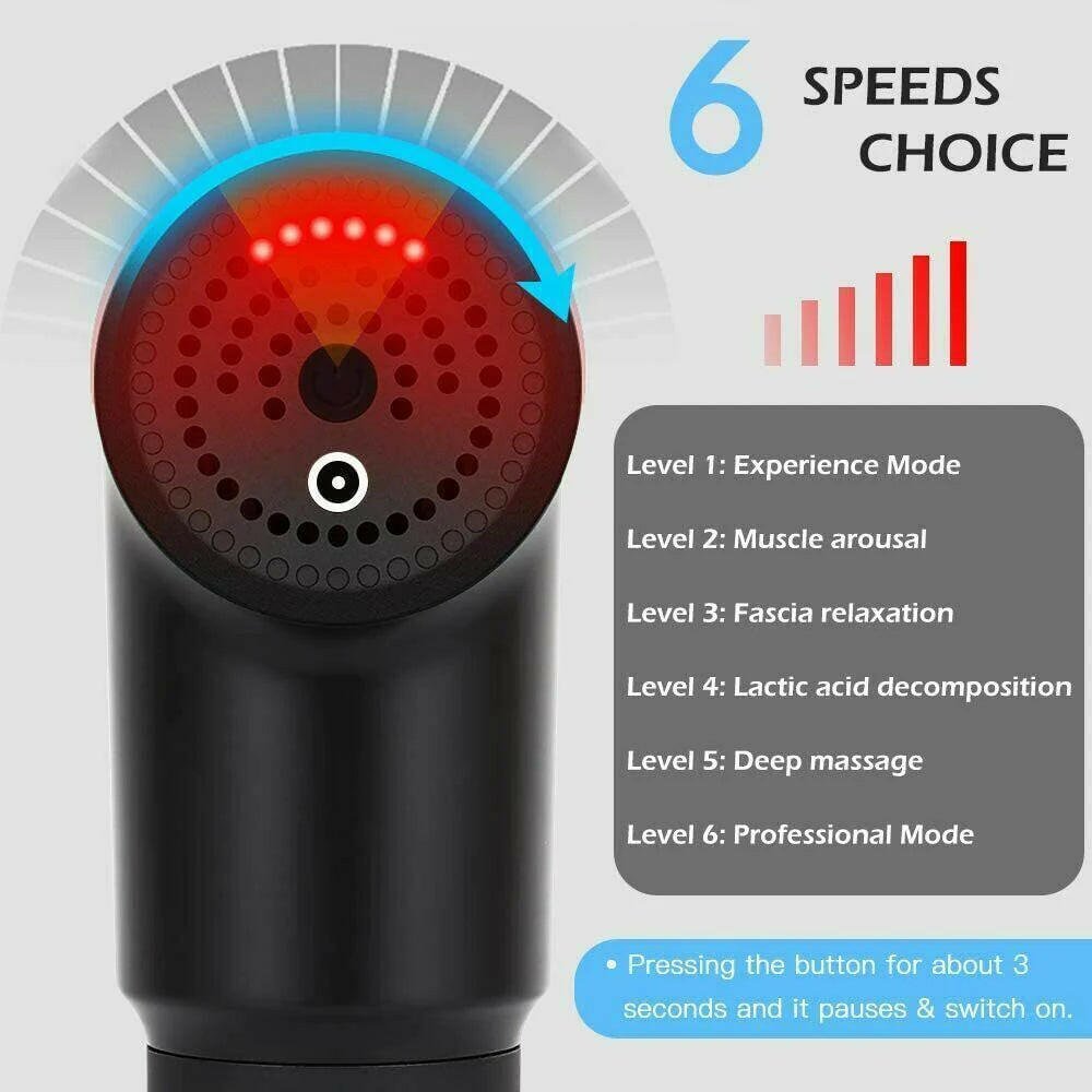 Massage Gun Percussion Massager Deep Tissue Muscle Vibrating Relaxing + 4 Heads - GadgetGrid