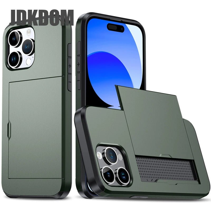 Slide Card Slot Wallet Phone Case - GadgetGrid