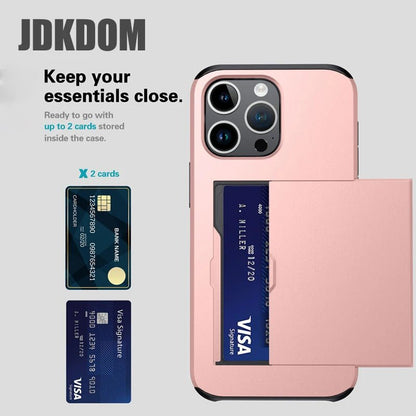 Slide Card Slot Wallet Phone Case - GadgetGrid