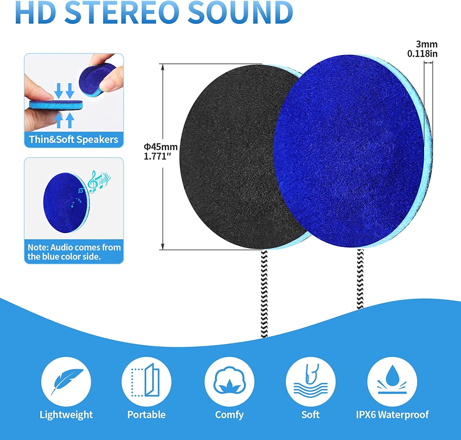 Sleep Ultra Thin Pillow Speakers with Stereo for Sleep Headphones. Headband Headphone Replacement - GadgetGrid