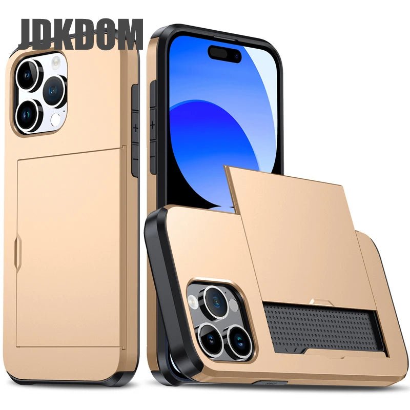Slide Card Slot Wallet Phone Case - GadgetGrid