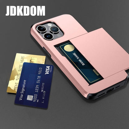 Slide Card Slot Wallet Phone Case - GadgetGrid