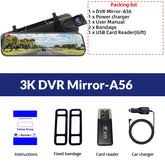 3K+2.5K DVR Mirror for 10"Dash Cam Recorder Optional Rear Camera Night Vision Hisllicon Chip GPS WIFI 24H Parking Monitor - GadgetGrid