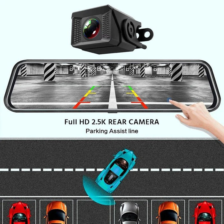 3K+2.5K DVR Mirror for 10"Dash Cam Recorder Optional Rear Camera Night Vision Hisllicon Chip GPS WIFI 24H Parking Monitor - GadgetGrid