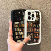 Phone Case for Iphones Soft Cover Shell Vintage Bookshelf Kitten - GadgetGrid