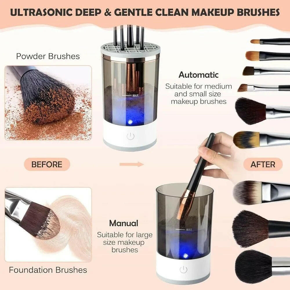 Automatic Brush Cleaner Electric Makeup Brush Cleaning Machine Fast Clean Dryer - GadgetGrid