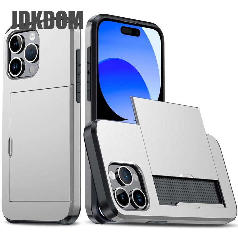 Slide Card Slot Wallet Phone Case - GadgetGrid