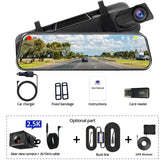 3K+2.5K DVR Mirror for 10"Dash Cam Recorder Optional Rear Camera Night Vision Hisllicon Chip GPS WIFI 24H Parking Monitor - GadgetGrid