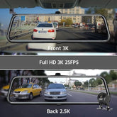 3K+2.5K DVR Mirror for 10"Dash Cam Recorder Optional Rear Camera Night Vision Hisllicon Chip GPS WIFI 24H Parking Monitor - GadgetGrid