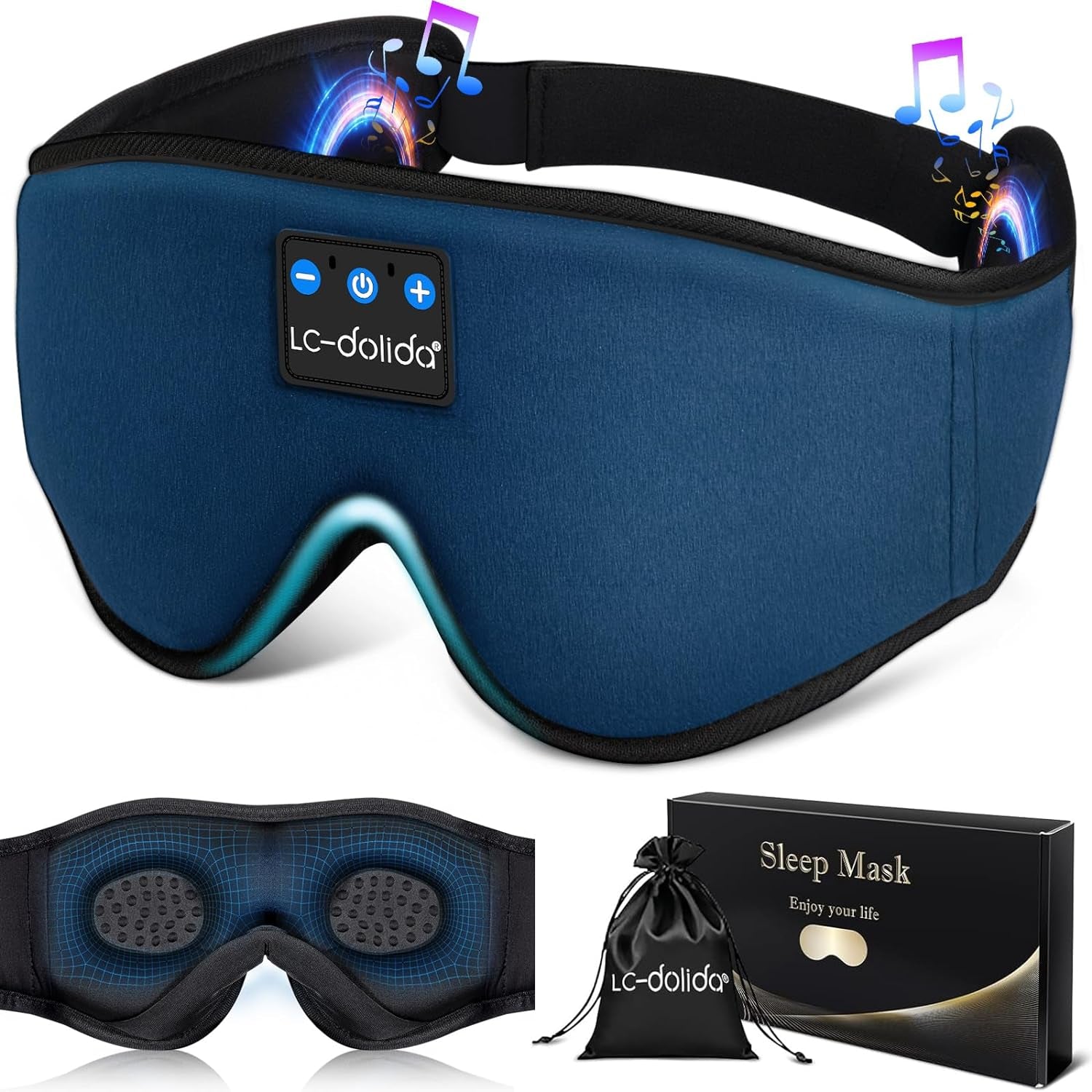 Sleeping Headphones Eye Mask, Sleep Mask with Bluetooth Headphones 3D Eye Mask Wireless - GadgetGrid
