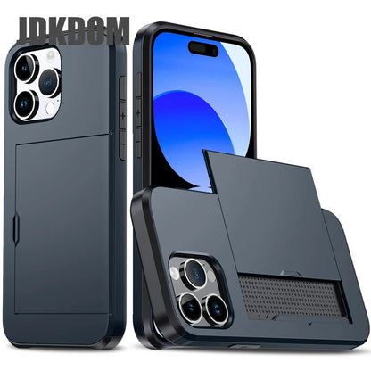 Slide Card Slot Wallet Phone Case - GadgetGrid