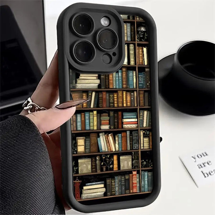 Phone Case for Iphones Soft Cover Shell Vintage Bookshelf Kitten - GadgetGrid